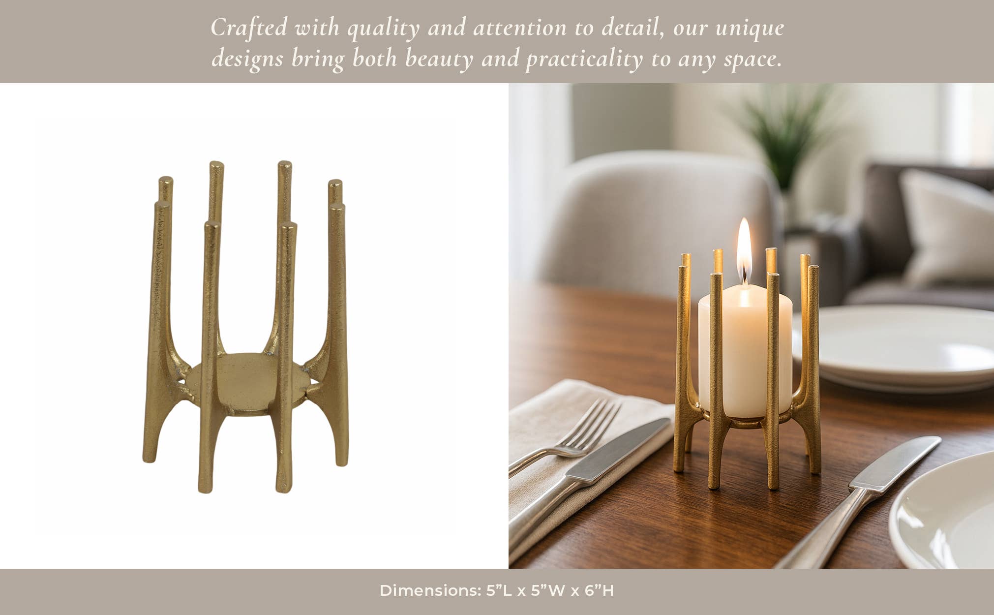 Sagebrook Home - Vendita all'ingrosso Portacandele - Portacandele - Gambe a Spillo in Metallo Dorato, 15 cm.12