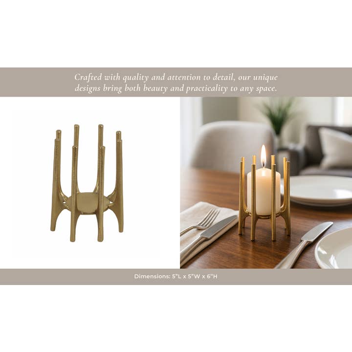 Sagebrook Home - Vendita all'ingrosso Portacandele - Portacandele - Gambe a Spillo in Metallo Dorato, 15 cm.12