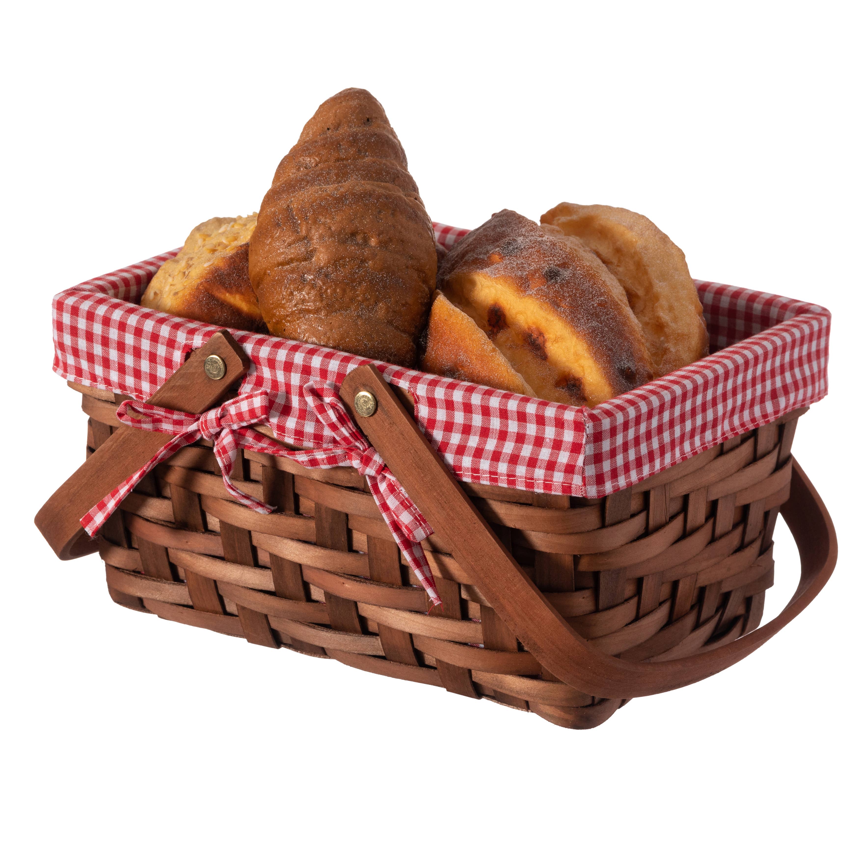 Quickway Imports - Wholesale Picnic Basket - Small Rectangular Picnic Basket Lined with Gingham Lining2