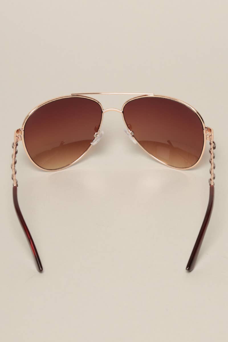  ASSORTED COLOR Women's Chain Detail Aviator Sunglasses for wholesale on Faire11