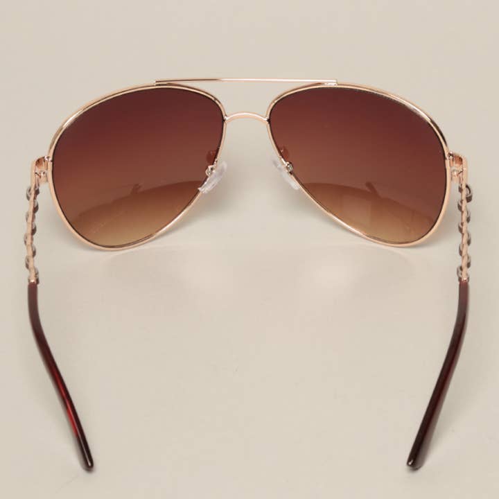 ASSORTED COLOR Women's Chain Detail Aviator Sunglasses for wholesale on Faire11