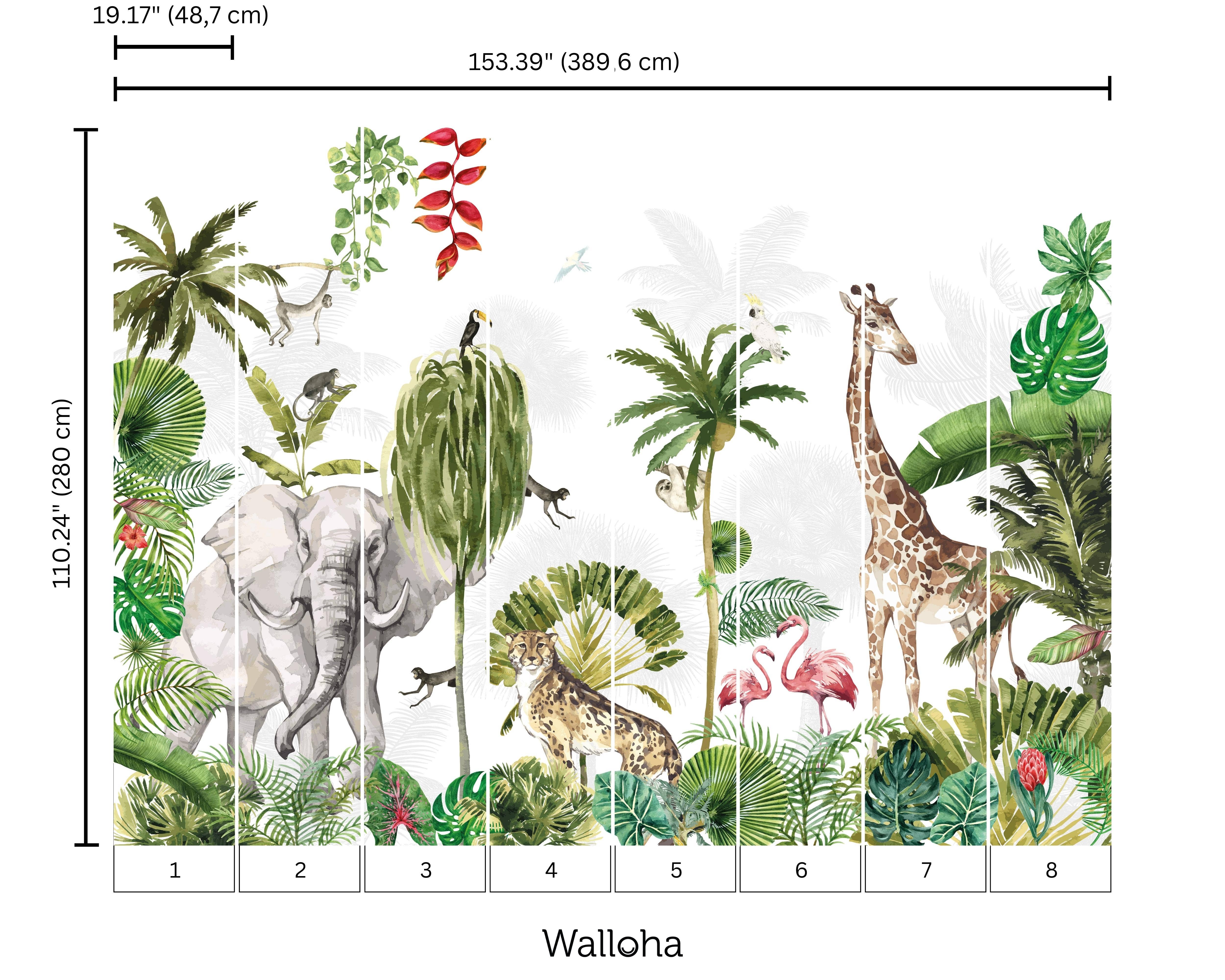 Walloha - Vendita all'ingrosso Carta da parati - Carta da parati Jungle - JUNGLE PLAYTIME - Sfondo per bambini7