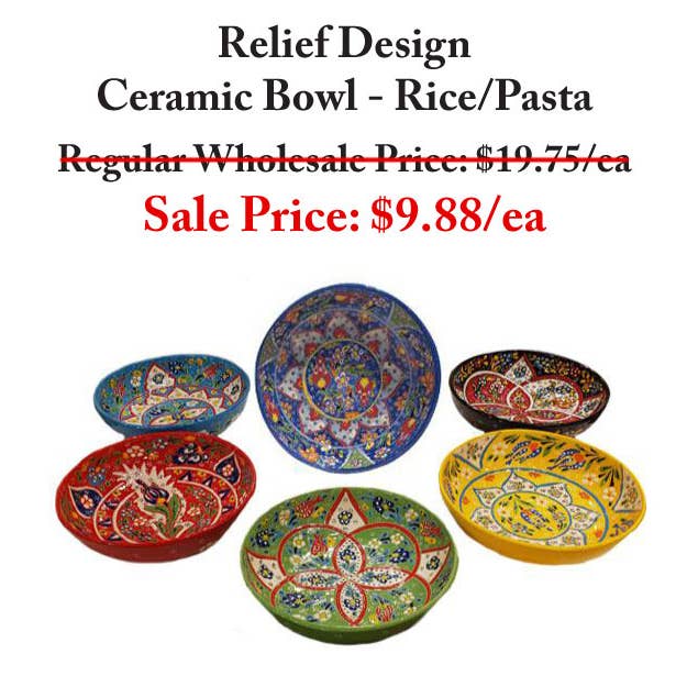 Access by Mediterranean Concepts - Wholesale Serve Bowl - Relief Design Ceramic Rice/Pasta Bowl