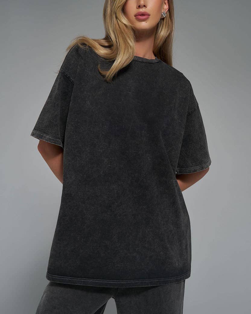 Rosa Clothing - Wholesale T-Shirt - Women's - Washed Distressed Crewneck Brushed T-Shirt0