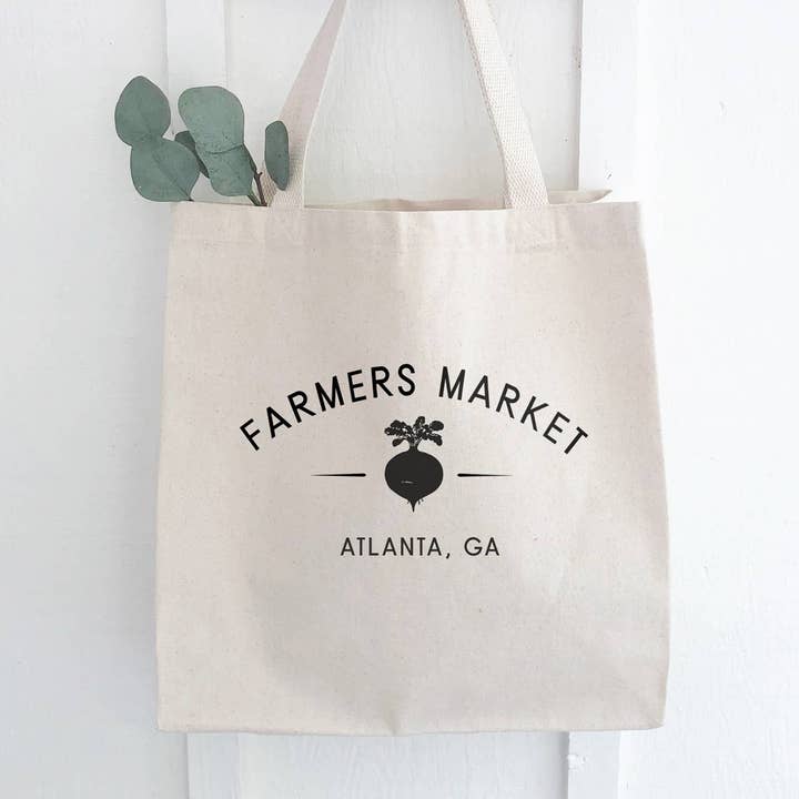 Indigo Tangerine - Wholesale Tote Bag - Unisex - Farmers Market with City and State - Custom Tote Bag