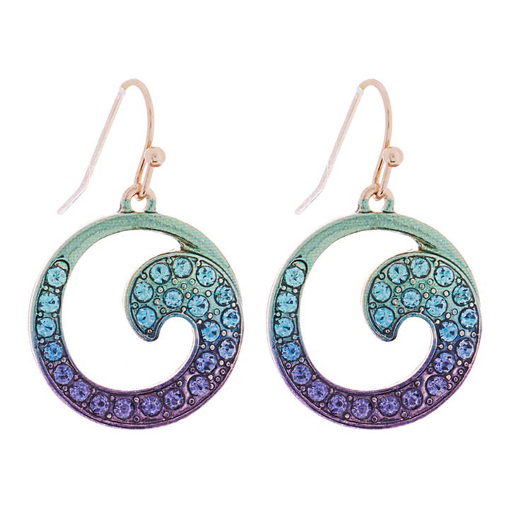 Sensibling Corp. – Brincos de argola por atacado – Brincos Pendentes de Metal Colorido com Ondas em Pedra Pavimentada3