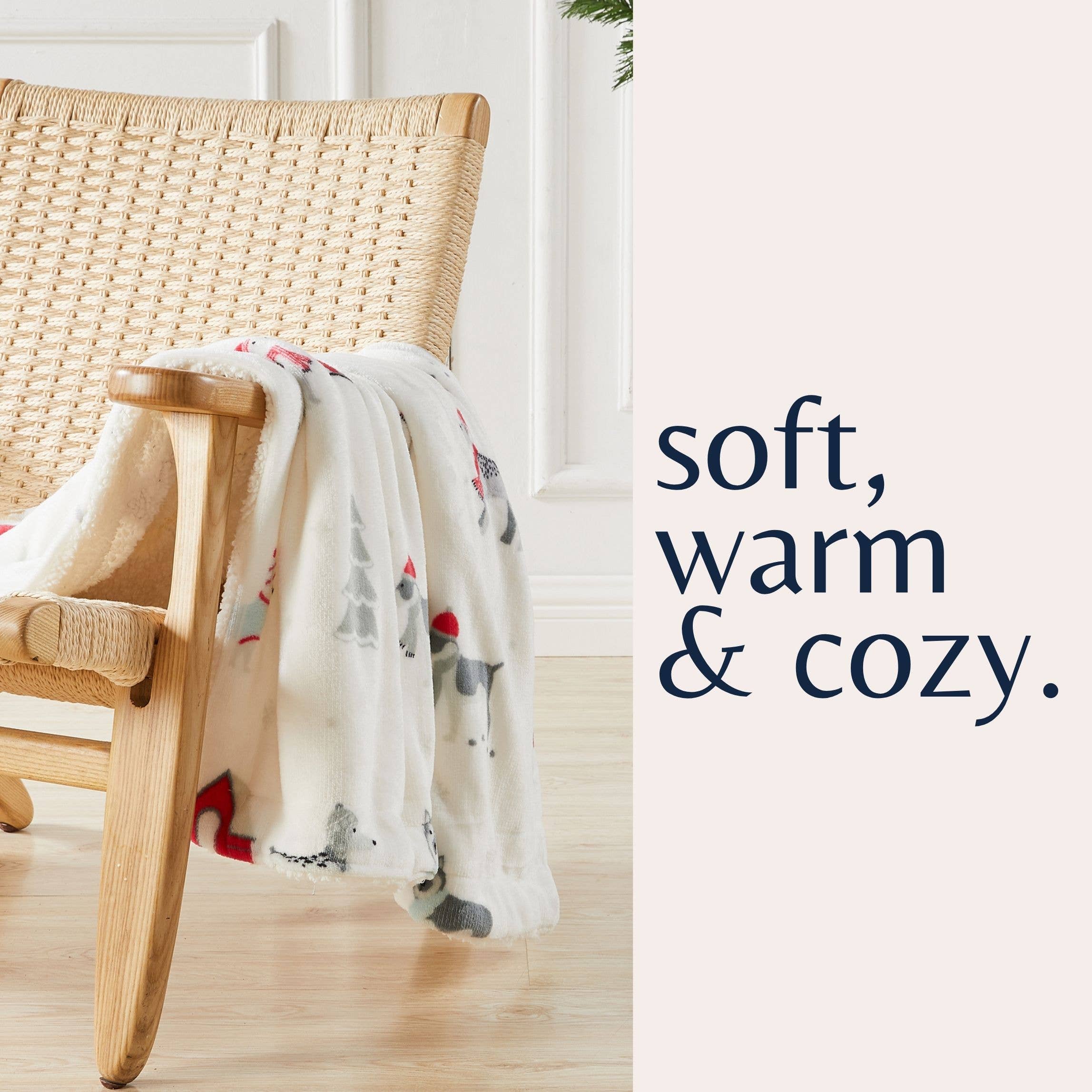 BH Collective - Wholesale Throw Blanket - Throw Blanket - Holiday Printed Sherpa - Eve Collection46