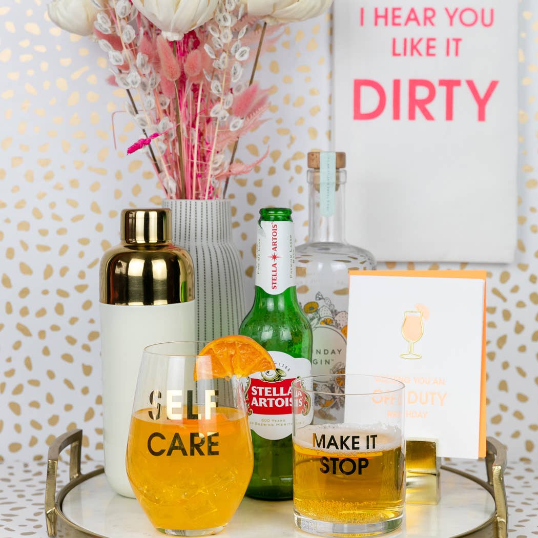 Chez Gagné – wholesale Wine glass – Self Care Wine Glass - Gold Foil Stemless Wine Glass7