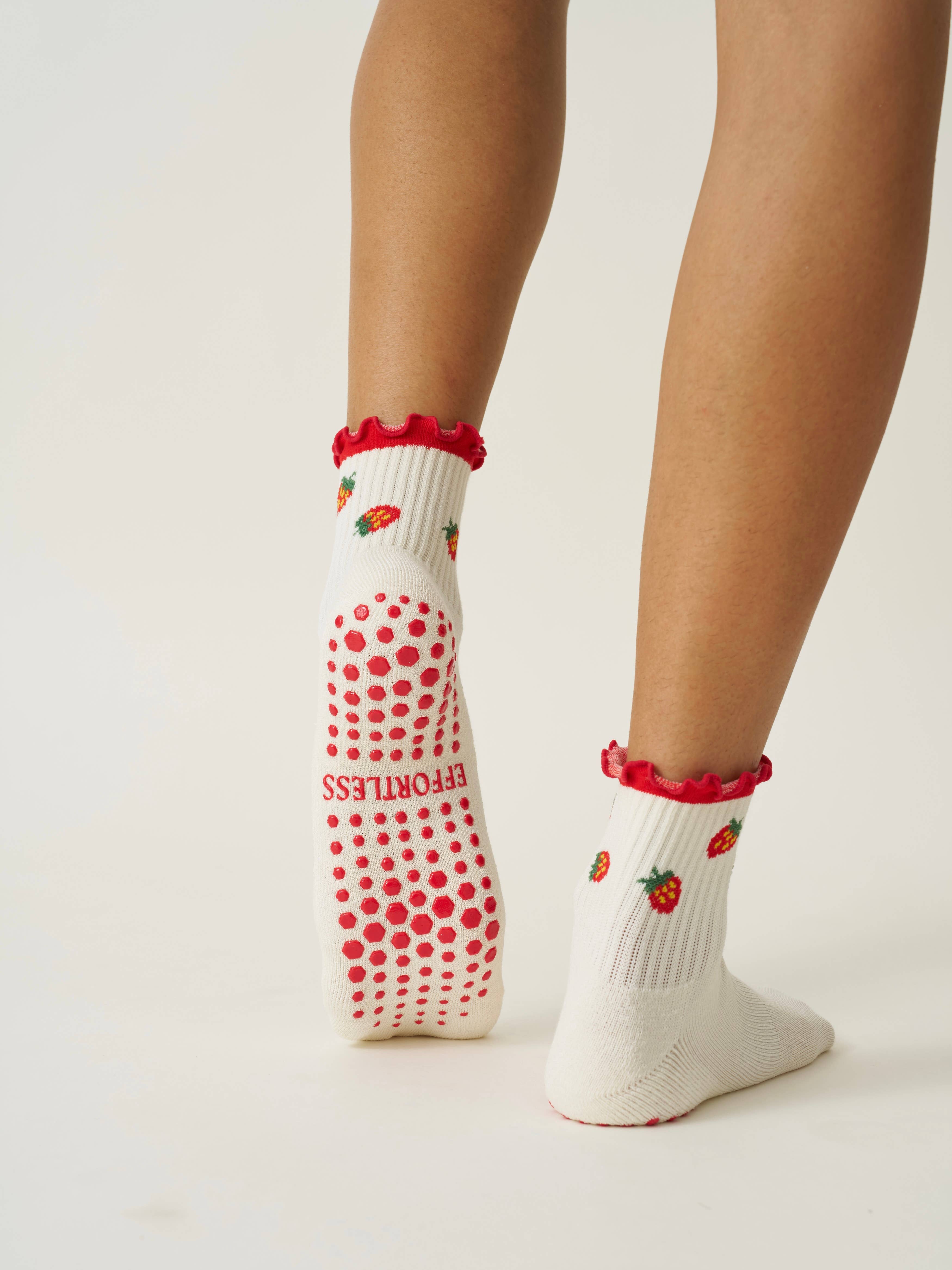 Effortless Club - Wholesale Socks - Women's - 🍓 Strawberry Ruffle Grip Sock, Pilates Socks7