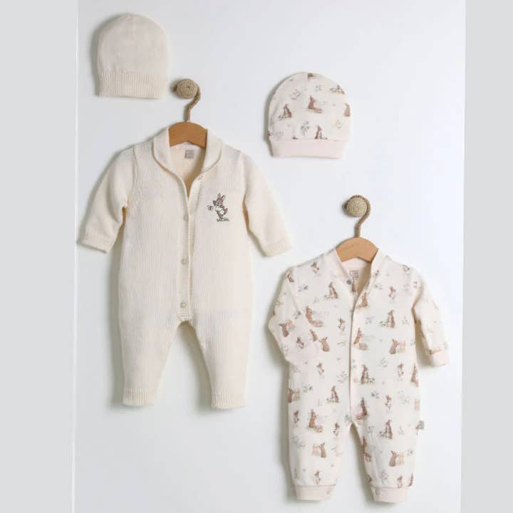 Gender Neutral 4-Piece Organic Cotton Set “Rabbit” (7066) for wholesale by Nipperland