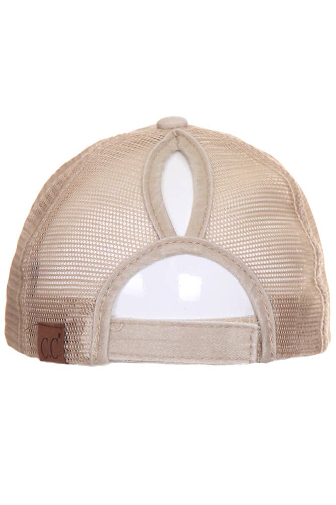 Hana - Wholesale Ponytail Cap - Women's - CC Distressed Ponytail Messy Bun Cap10