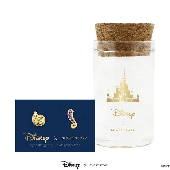 Orecchini Disney con diamante Ursula, conchiglia di lumaca e tentacolo per la vendita all'ingrosso da parte di Short Story