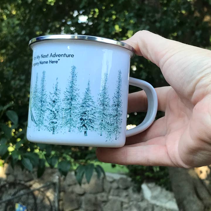 National Parks and Beyond - Wholesale Coffee Mug - Camping in the Woods Enamel Camping Cup