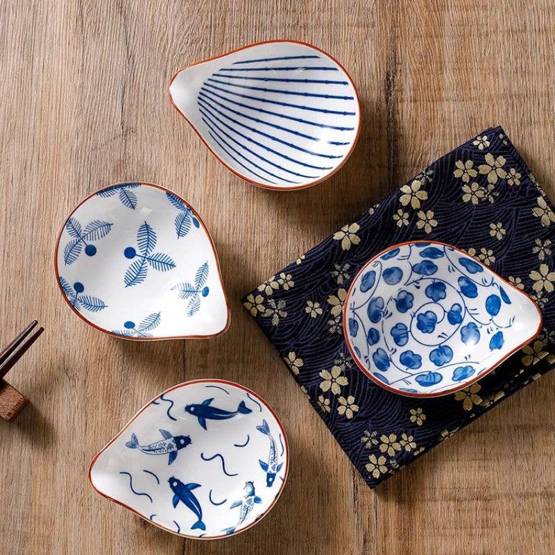 Kiyo Home - Wholesale Condiment/Dip Bowl - Coastal Dip Dishes 4-Piece Sets | Ceramic Soy Sauce Dish16