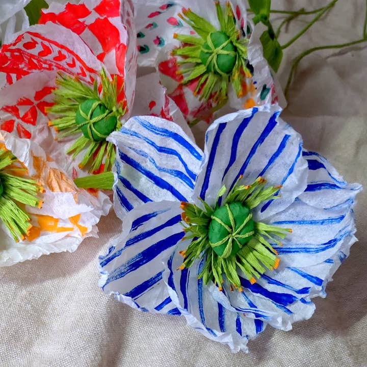 Beautiful Things By Bec - Wholesale Artificial Flowers - Paper Artificial Patterned Quilt Poppies, Colorful Decor,