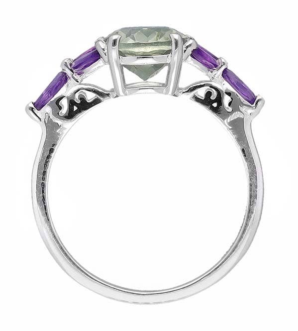 Tiramisu - Vendita all'ingrosso Anelli multipietra - Gioiello da promessa in argento Sterling 925 con ametista verde2