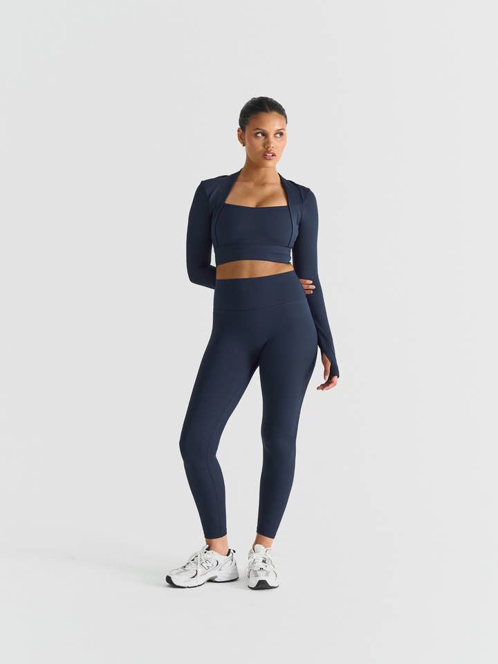 Sisterly Tribe - Wholesale Athletic Top - Women's - Softsculpt Bolero Long Sleeve Top - Navy2