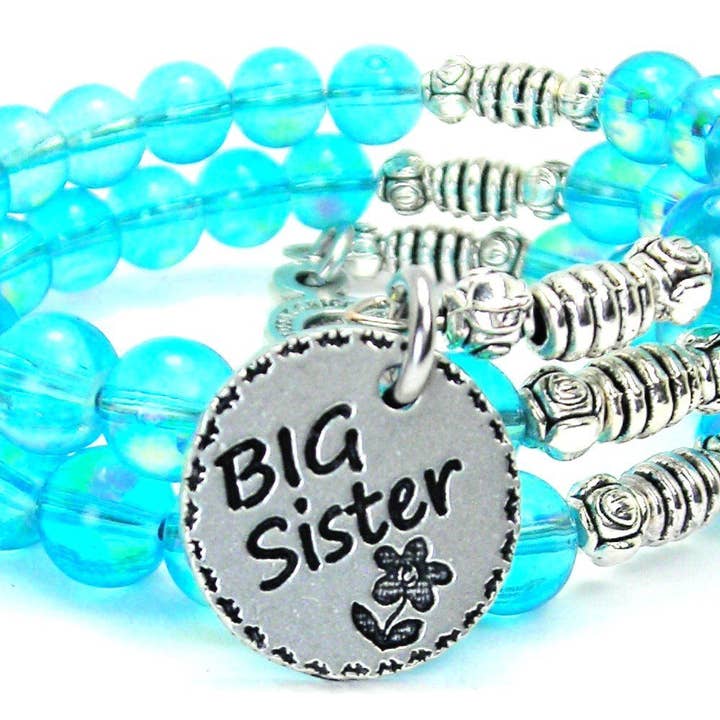 Big Sister Sea Sirene Ocean Glass Wrap Armband Zusters voor wholesale door Chubby Chico Charms