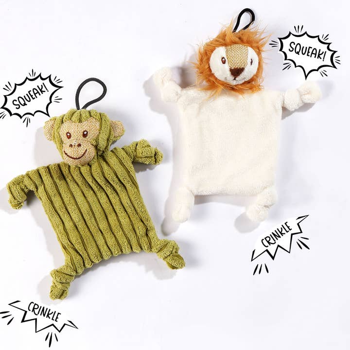 Petique - Wholesale Pet Plush Toy - Dog - Mini Flying Hemp Monkey and Lion Dog Toys