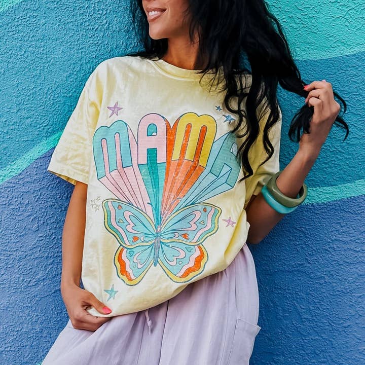 Banana Butterfly Mama Tee for wholesale on Faire