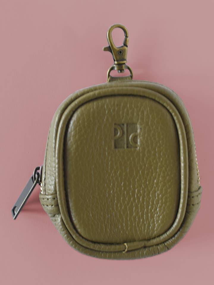 Pebbled Leather Olive Green Pouch Charm for wholesale by Purse & Clutch