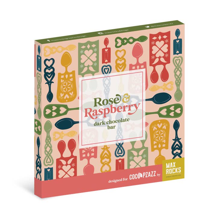 *NEW* VEGAN Max Rocks Rose & Raspberry Dark Chocolate 80g for wholesale by Coco Pzazz