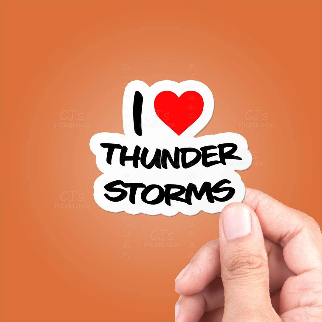 CJ's Sticker Shop - Vente Autocollant - Autocollant en vinyle « I Love Thunder Storms »0