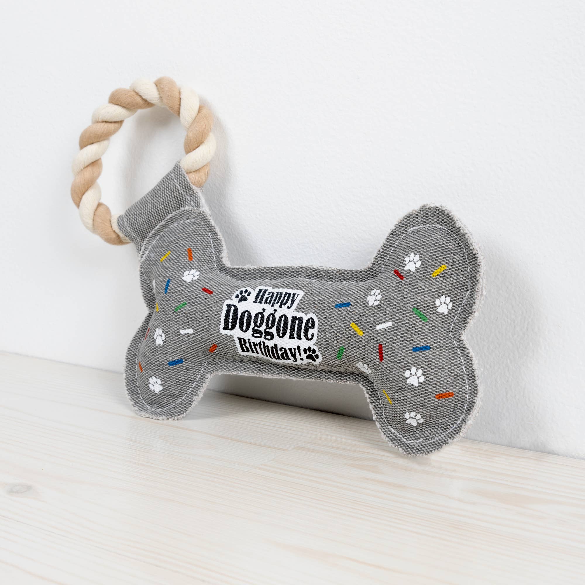 Pavilion - Wholesale Pet Rope Toy - Dog - Birthday Bone - 11" Canvas Dog Toy on Rope2