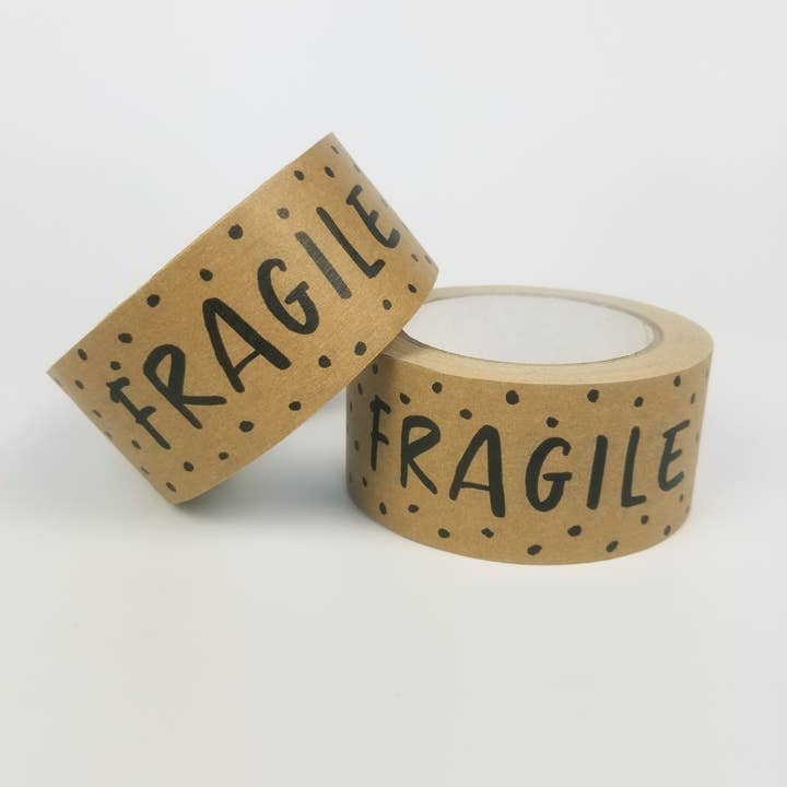 Tissue & Tape - Wholesale Tape - 'Fragile' on brown paper | Packaging tape - 50mm