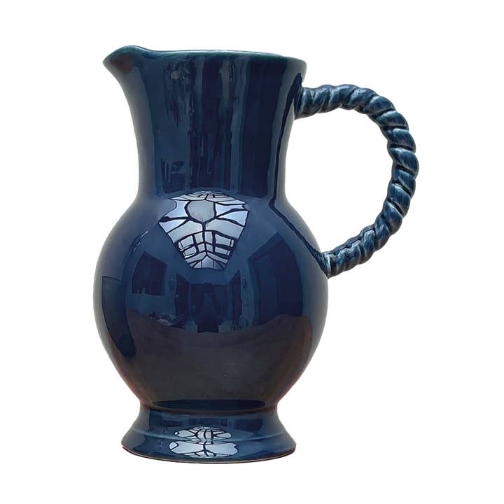 Blue twisted pitcher L17.3 W12.5 H20.5cm for wholesale by Opjet Paris