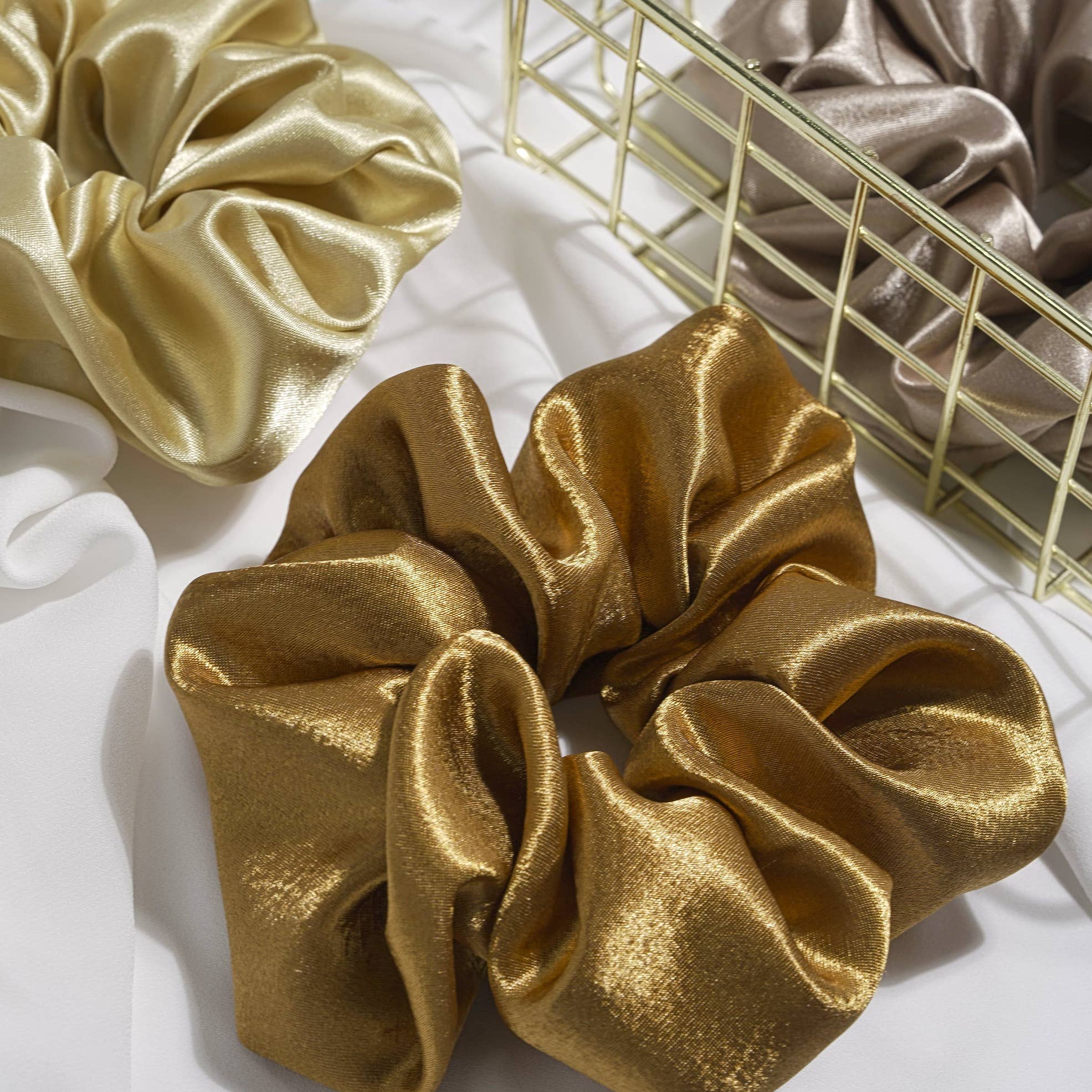 Blush Pop Creations - Wholesale Scrunchie - Women's - SOFT CARAMEL SATIN SCRUNCHIE HAIR TIE4
