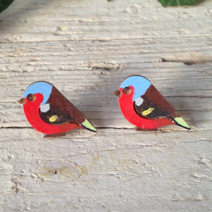 Finch-Ohrringe aus Holz für den Großhandel von Daffodil