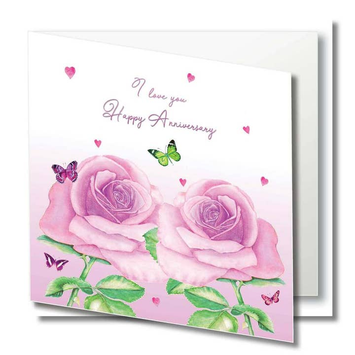 Anniversary Wenskaart - Rozen vlinders voor wholesale door Zaquarella