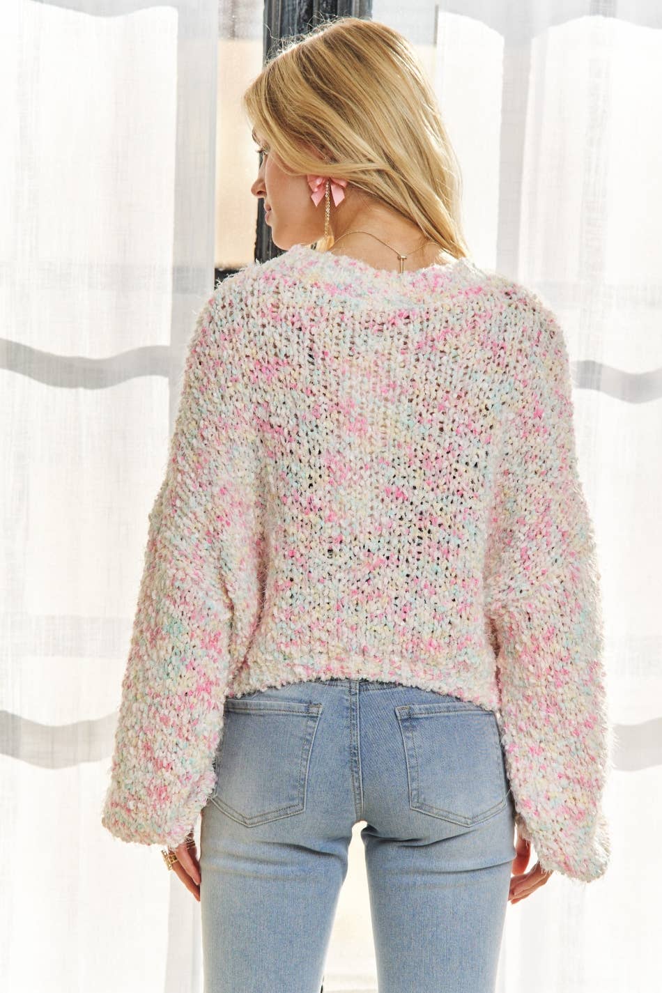 ADORA LA - Wholesale Knit Sweater - Women's - CESW3457-MULTI COLOR POPCORN TEXTURED SWEATER TOP8