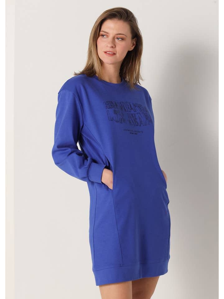 Blue LOIS JEANS - Short sweatshirt dress with glitter print for wholesale on Faire