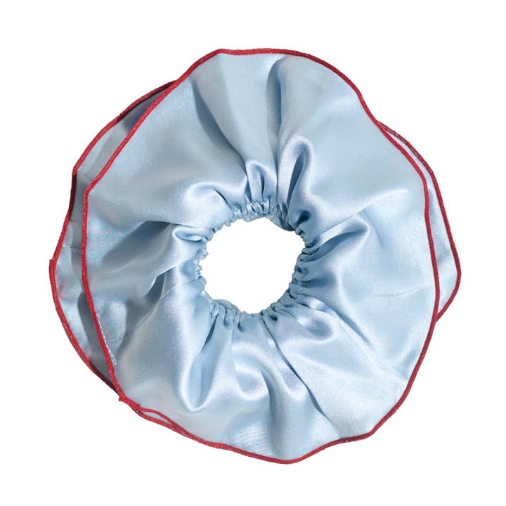 "Maxi Flower" Double-Layer Oversized Silk Scrunchie - Pastel Blue for wholesale on Faire0