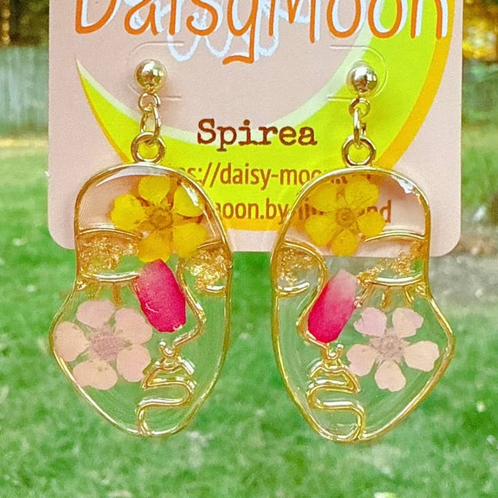 Pressed Spirea Face Earrings for wholesale by Daisy Moon by Hillerland