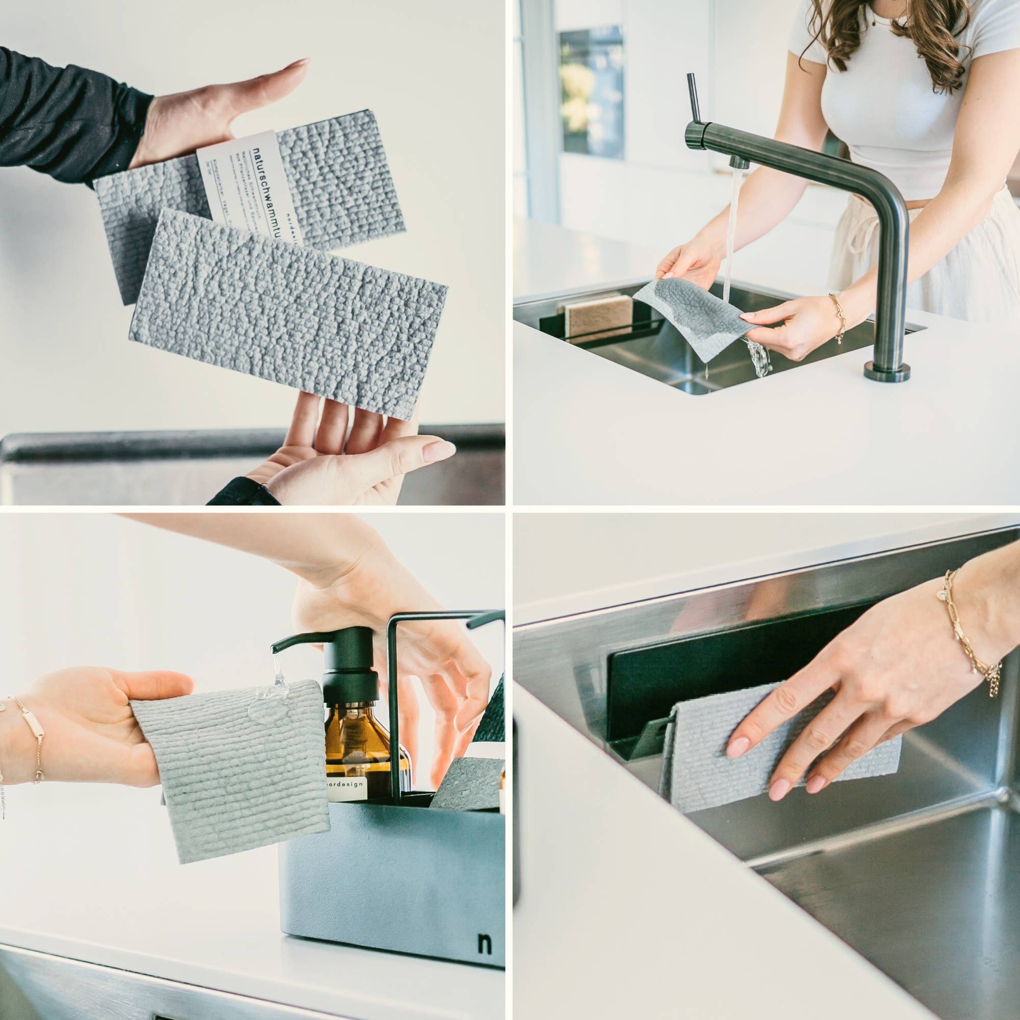 nordesign - Wholesale Cleaning Sponge - Natural sponge cloth (set of 2) - grey2