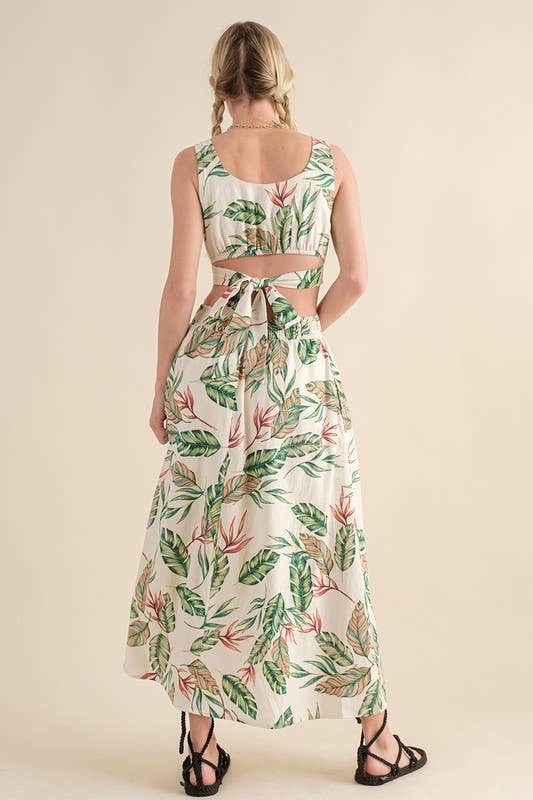 ILLA ILLA - Vente Robe – femme - Robe longue à découpes imprimé tropical7