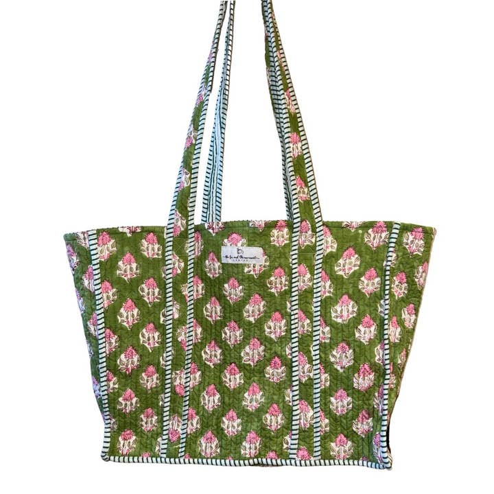 The Fox and The Mermaid - Wholesale Beach Bag - Reversible Quilted Block Printed Beach Bag