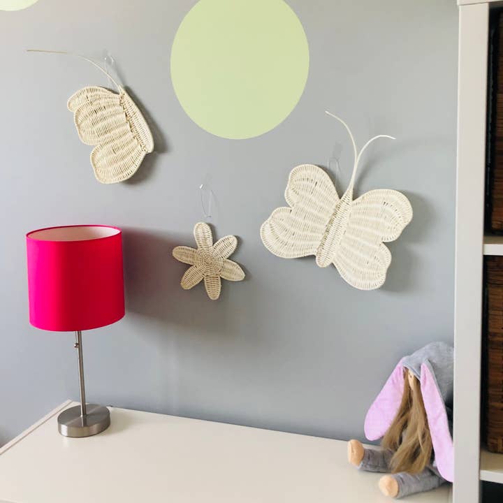 GreenWave - Vendita all'ingrosso Decorazione da parete - Bambini e neonati - Decorazione da parete in rattan con farfalle e fiori, stile boho, per cameretta dei bambini1