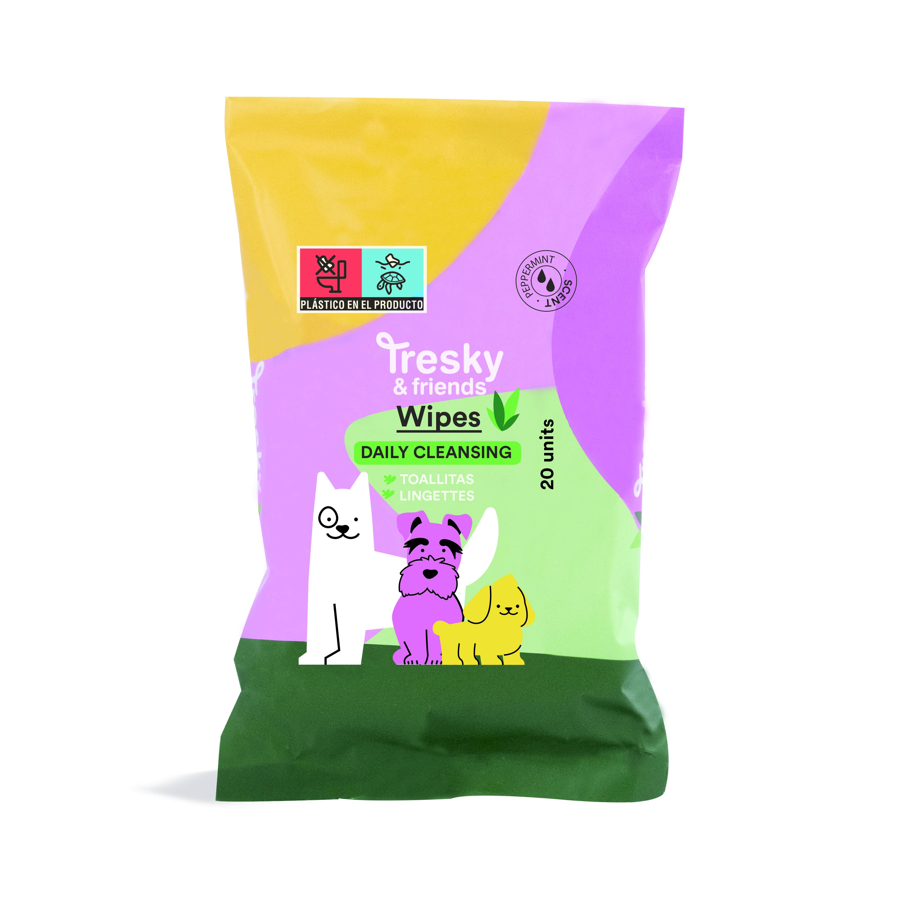 Aquarius Cosmetic SLU - Wholesale Pet Hair Accessory - Dogs - TRESKY & FRIENDS PET CLEANSING WIPES 20pcs