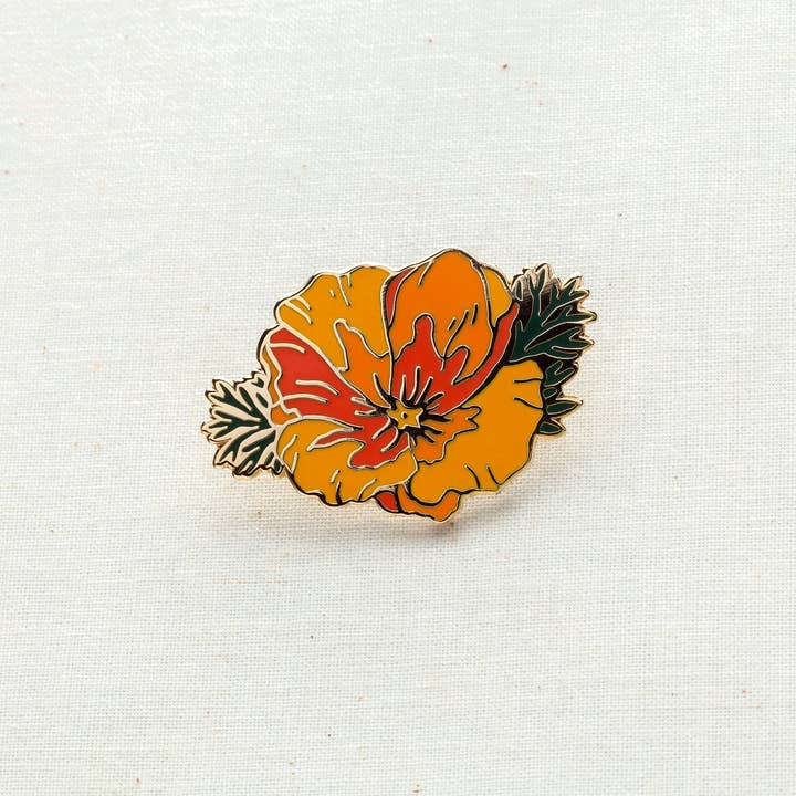 Wildship Studio - Wholesale Lapel Pin/Button - California Poppy Enamel Pin3