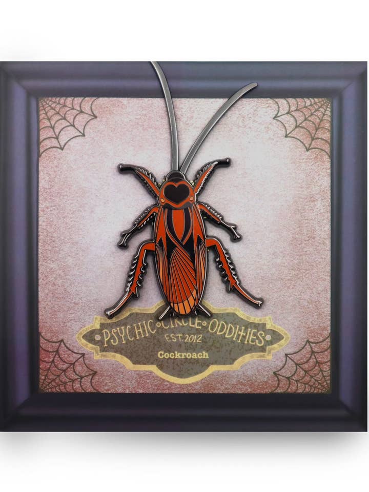 Moving Antena Enamel Pin Cockroach for wholesale by Psychic circle oddities