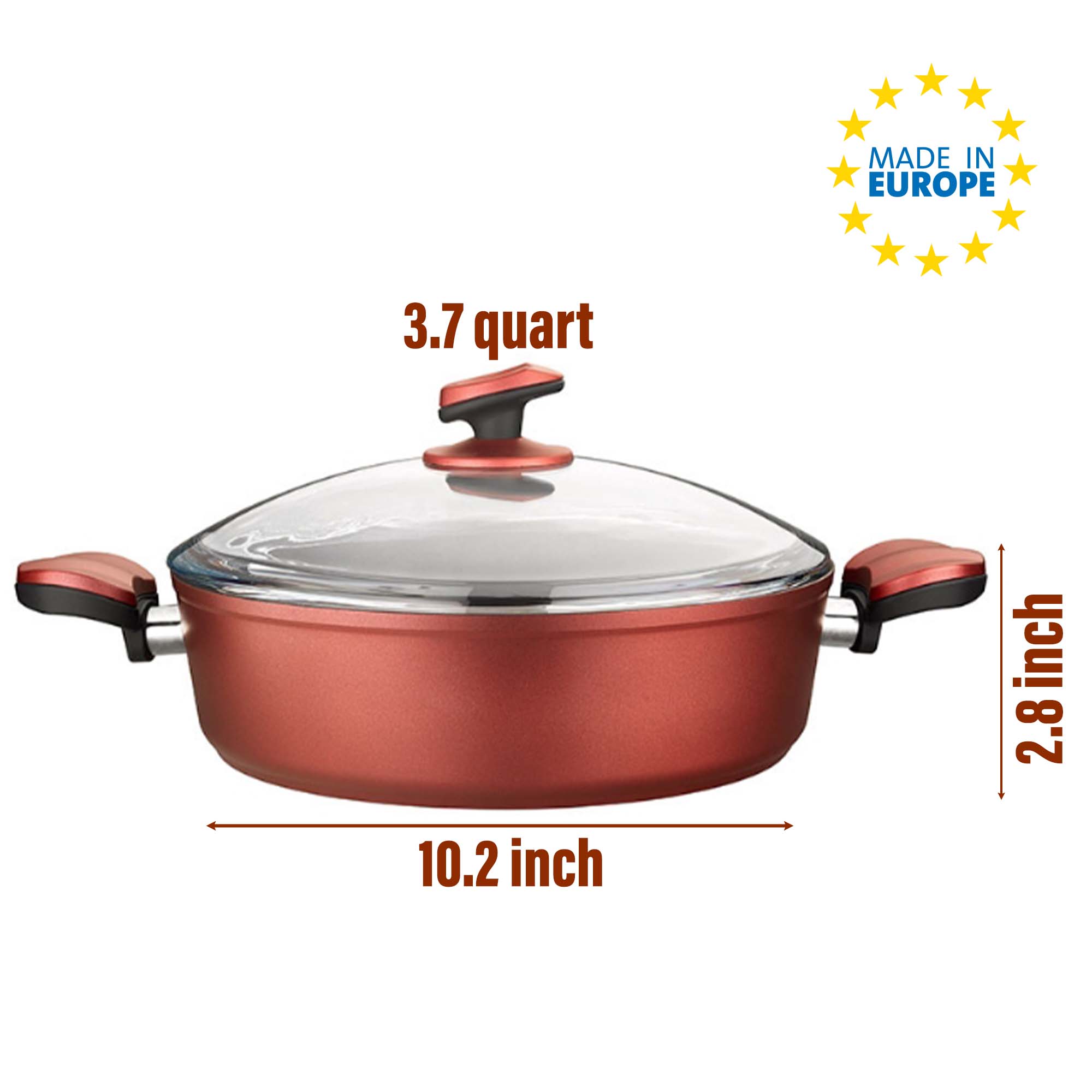 Hakan – wholesale Cooking pot – Titanium Nonstick Low Casserole Pot with Glass Lid7