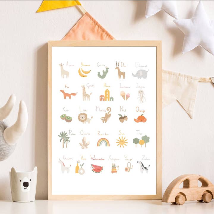 Colourful Alphabet Print | Nursery Bedroom Art Print-295 for wholesale by Love Flora Studio