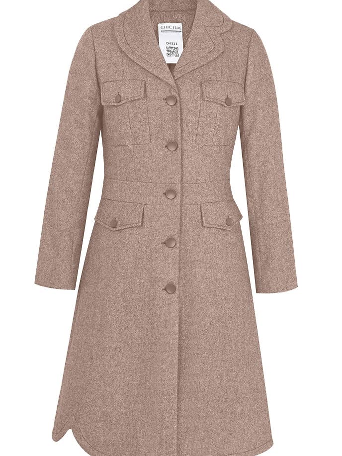 Chique herenjas van sterrenwol met visgraatmotief in abrikoos 062124 voor wholesale door CHIC STAR