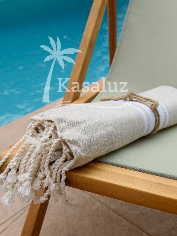 Fouta Auténtica Beige 100% cotton flat weave for wholesale by KASALUZ