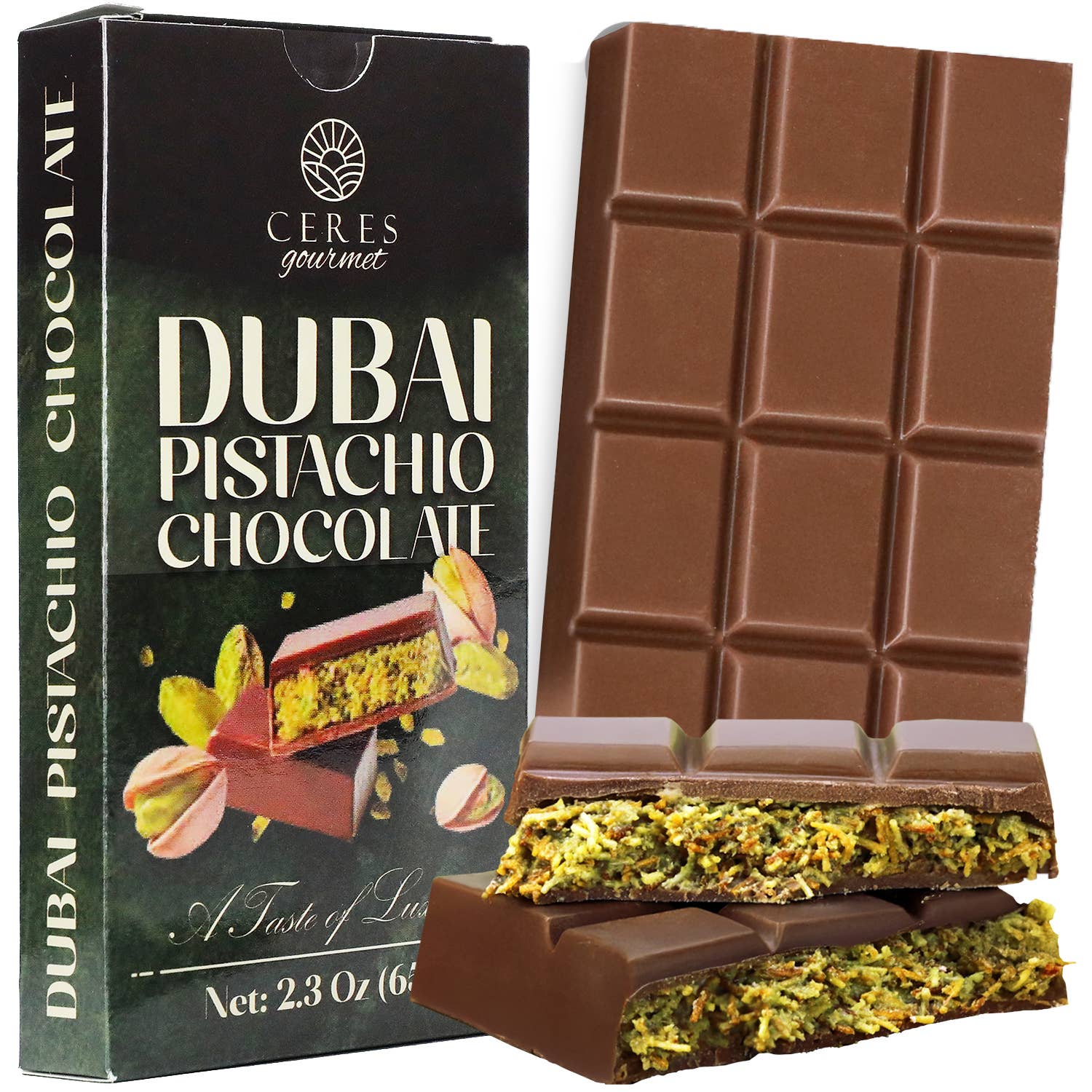 Ceres Gourmet - Wholesale Chocolate Bar - Dubai Chocolate Pistachio Bar – 2.3 oz for Christmas10