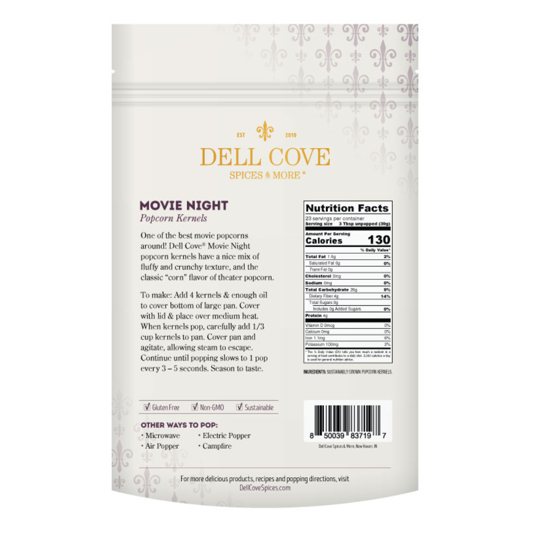 Dell Cove Spices & More Co. - Wholesale Popcorn Kernels - Movie Night Popcorn Kernels - 2 Pound Bag - Movie Snacks1